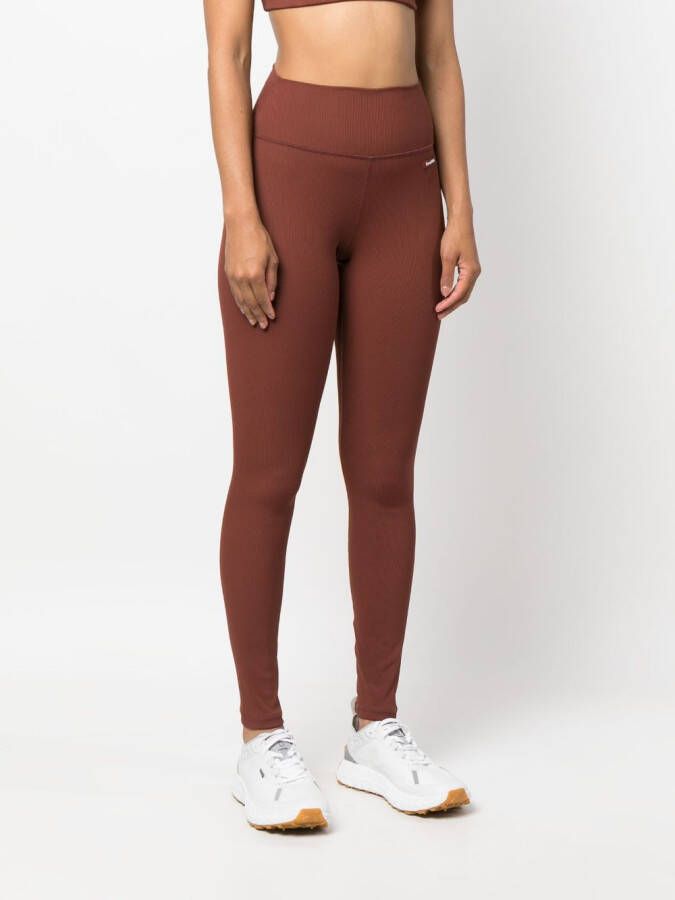 Sporty & Rich Legging met logopatch Bruin