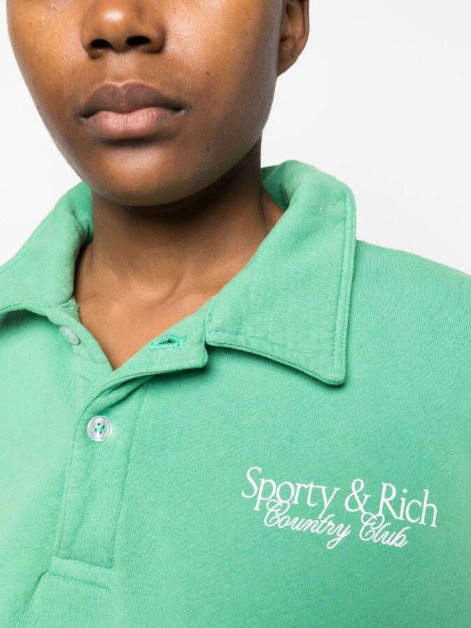 Sporty & Rich Poloshirt met logoprint Groen