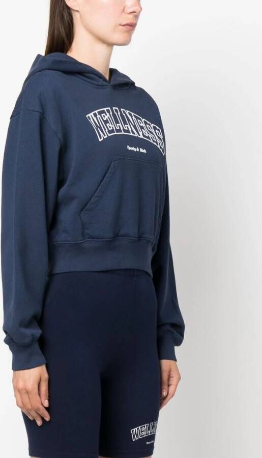 Sporty & Rich Cropped hoodie Blauw