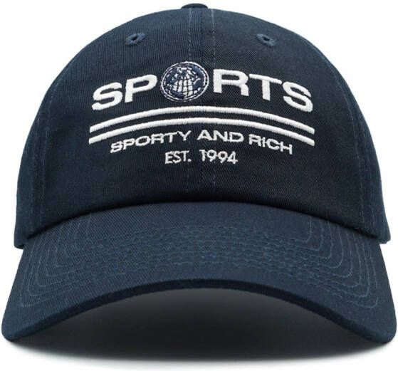Sporty & Rich Pet met geborduurd logo Blauw