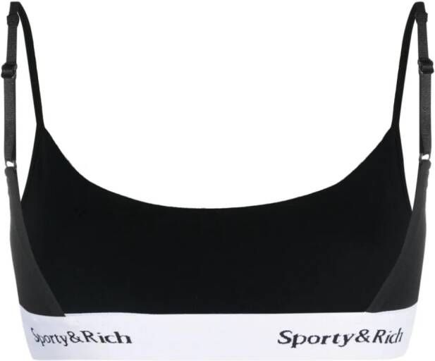 Sporty & Rich Serif bh met logoband Zwart