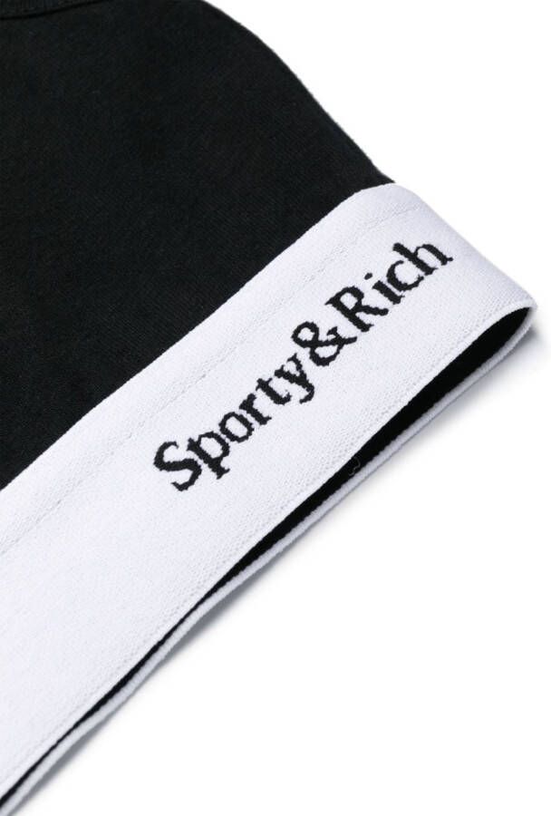 Sporty & Rich Serif bh met logoband Zwart