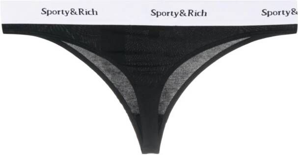 Sporty & Rich Serif string met logoprint Zwart