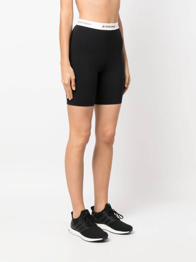 Sporty & Rich Shorts met logoband Zwart
