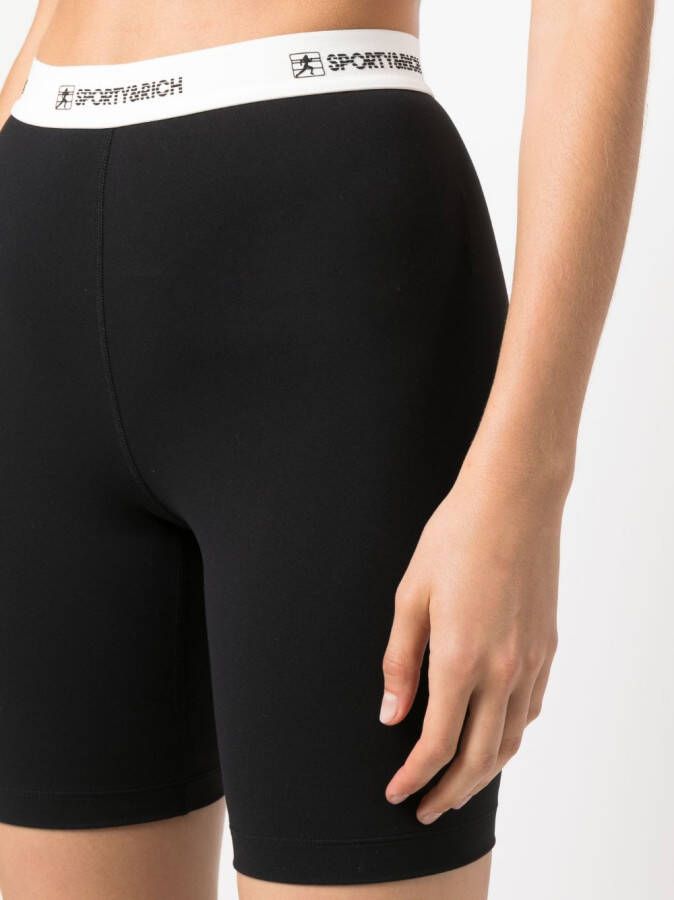 Sporty & Rich Shorts met logoband Zwart