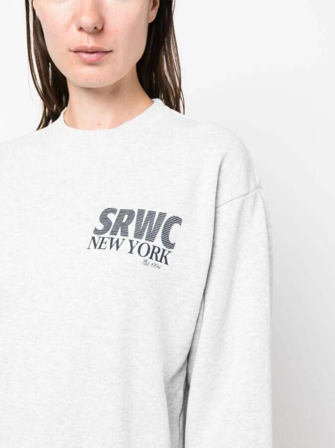 Sporty & Rich Sweater van katoenblend met tekst Grijs