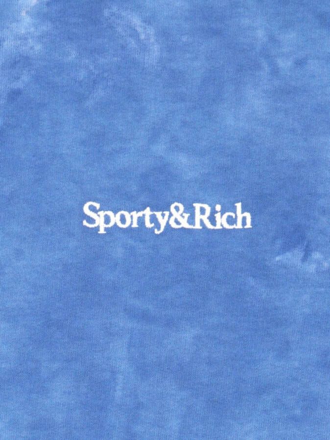 Sporty & Rich Sweater met geborduurd logo en tie-dye Blauw