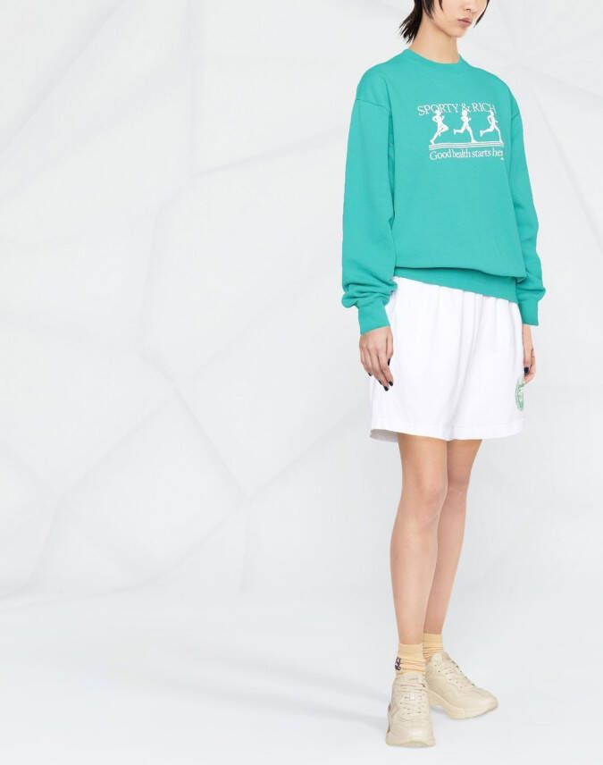Sporty & Rich Sweater met logoprint Blauw