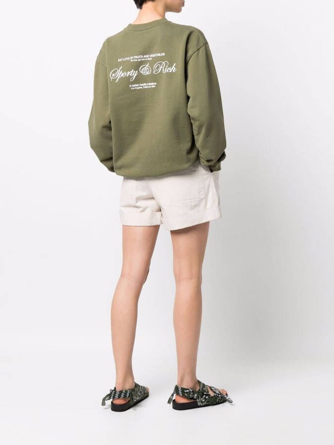 Sporty & Rich Scrips katoenen sweater met logoprint Groen