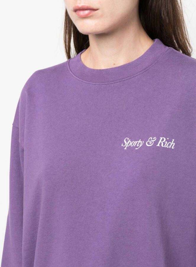 Sporty & Rich Sweater met logoprint Paars
