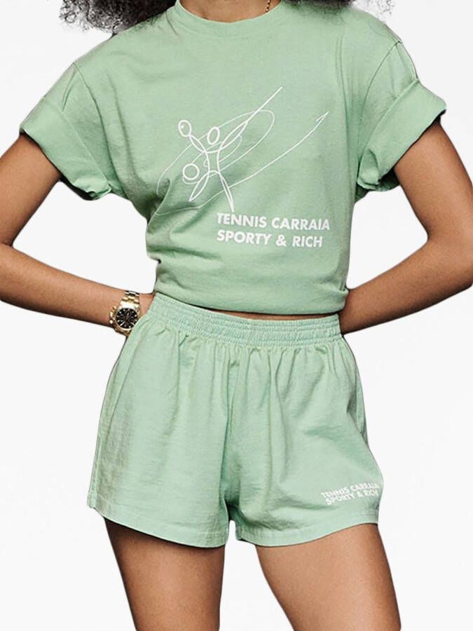 Sporty & Rich Shorts met logoprint Groen