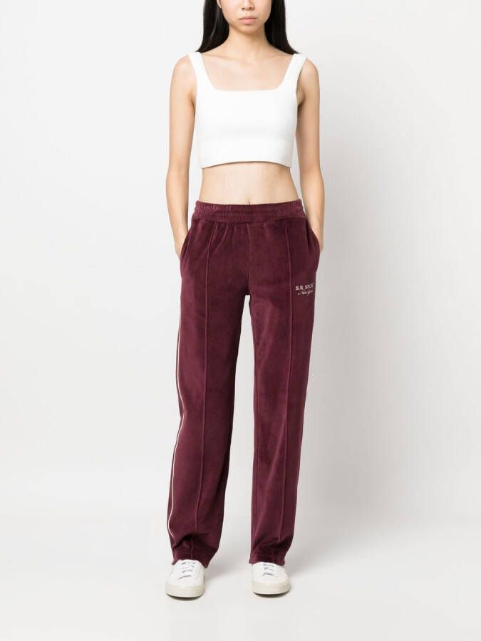 Sporty & Rich Fluwelen trainingsbroek met zijstreep Rood