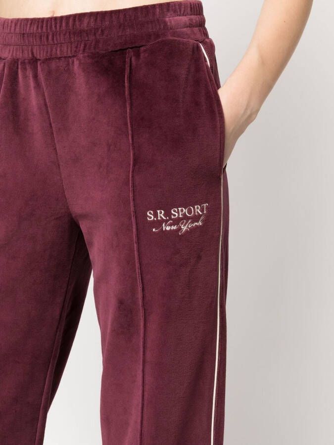 Sporty & Rich Fluwelen trainingsbroek met zijstreep Rood