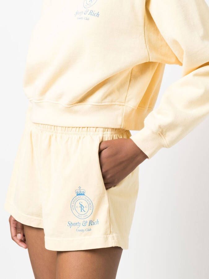 Sporty & Rich Trainingsshorts met logo Beige