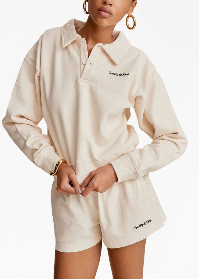 Sporty & Rich Trui met geborduurd logo Beige