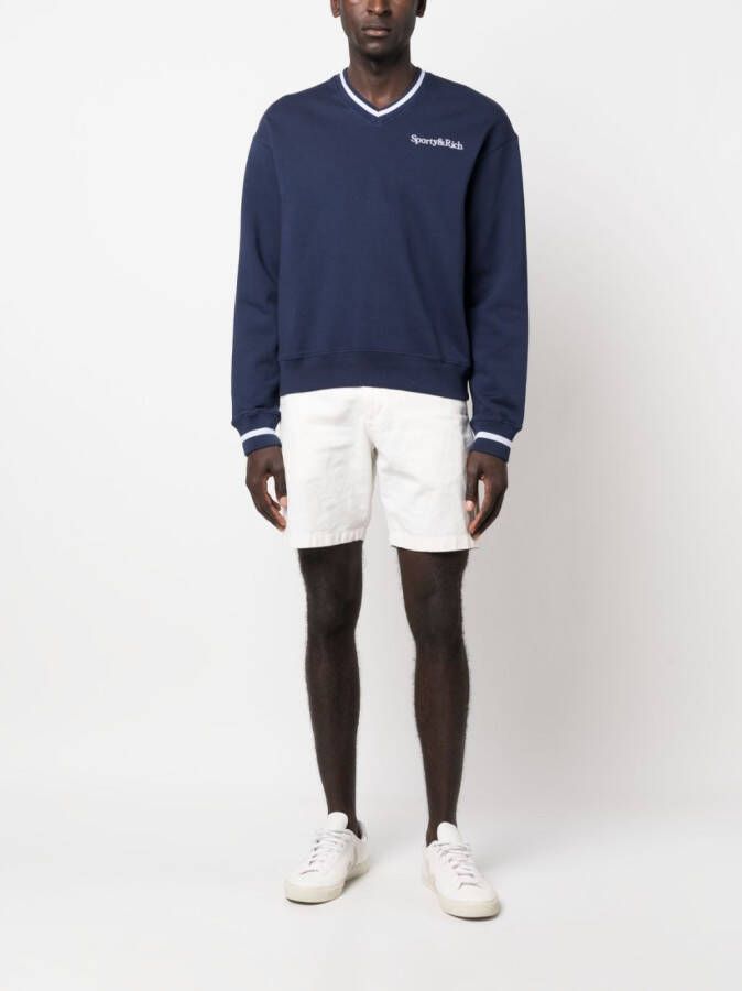 Sporty & Rich Trui met geborduurd logo Blauw