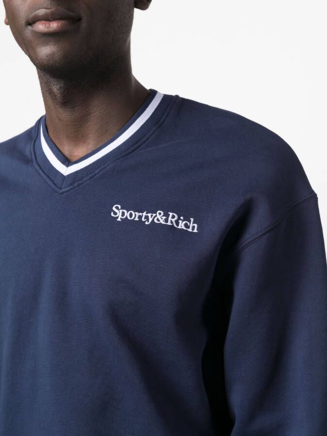 Sporty & Rich Trui met geborduurd logo Blauw