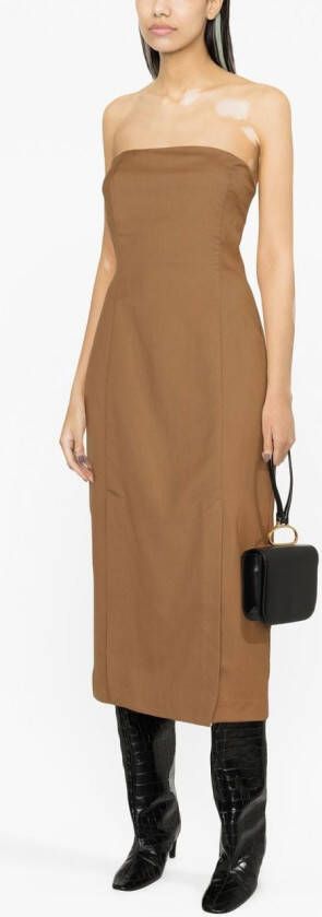 St. Agni Strapless midi-jurk Bruin