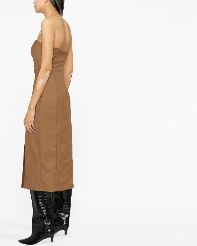 St. Agni Strapless midi-jurk Bruin