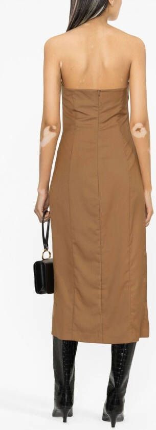 St. Agni Strapless midi-jurk Bruin