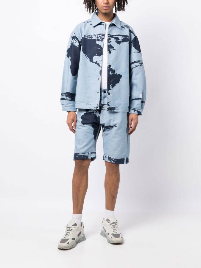 Stain Shade Bermuda shorts met abstracte print Blauw