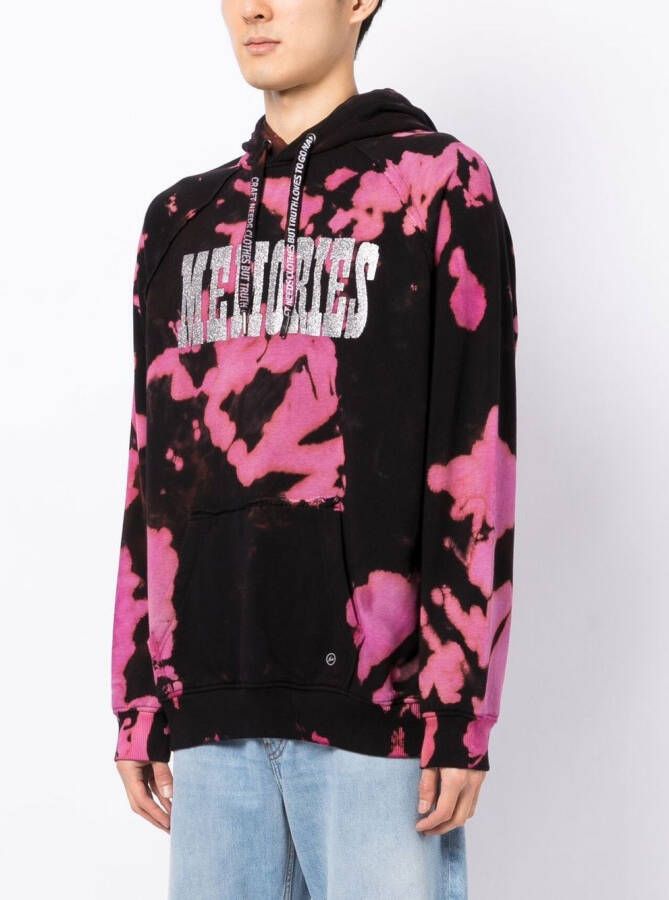 Stain Shade x Hiroshi Fujiwara hoodie met tie-dye print Zwart