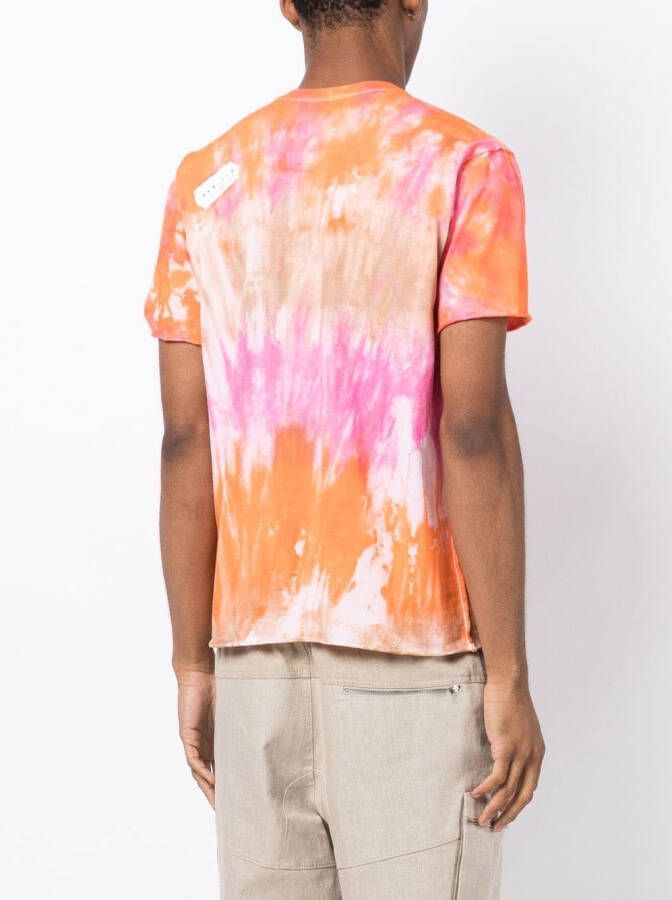 Stain Shade x Hiroshi T-shirt met tie-dye print Oranje