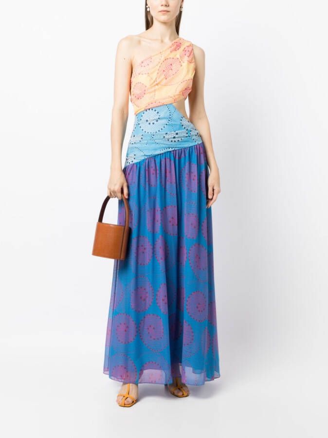 STAUD Maxi-jurk met print Blauw