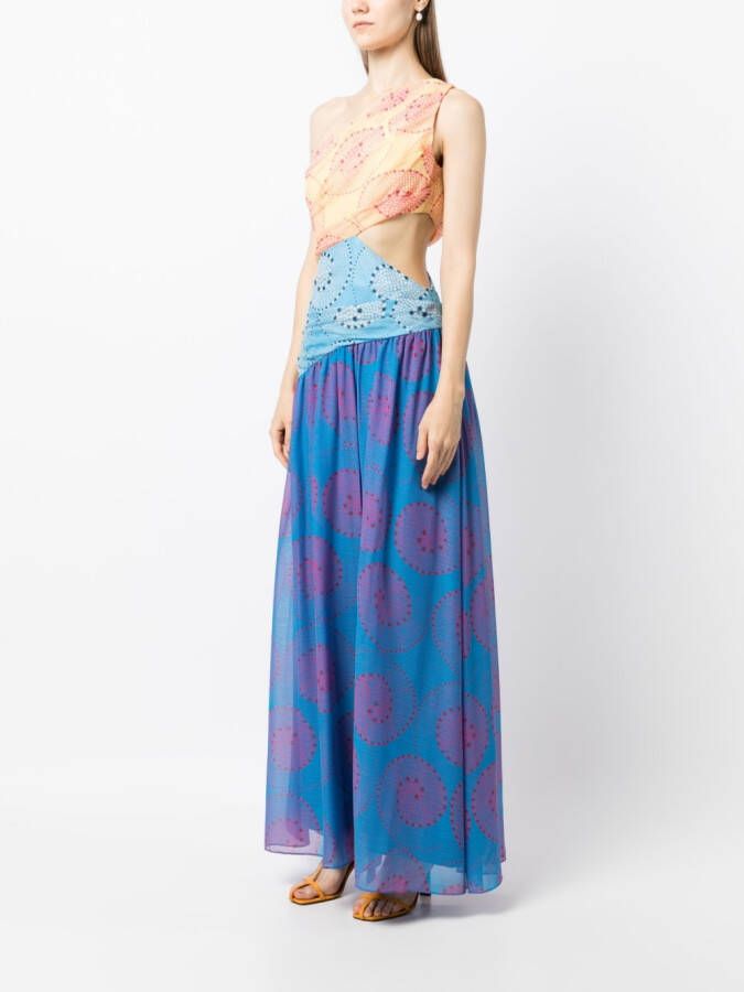 STAUD Maxi-jurk met print Blauw