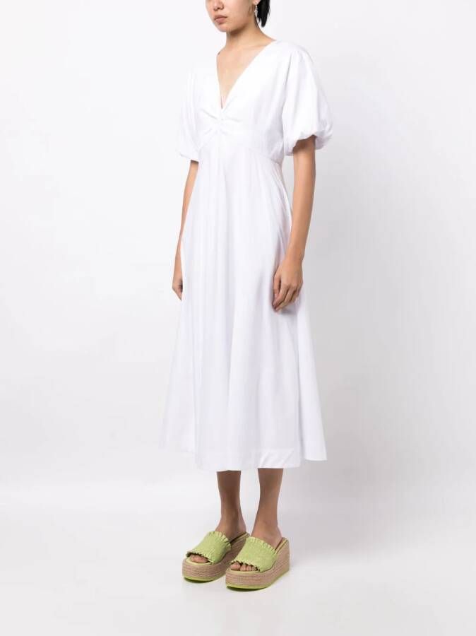 STAUD Midi-jurk met V-hals Wit