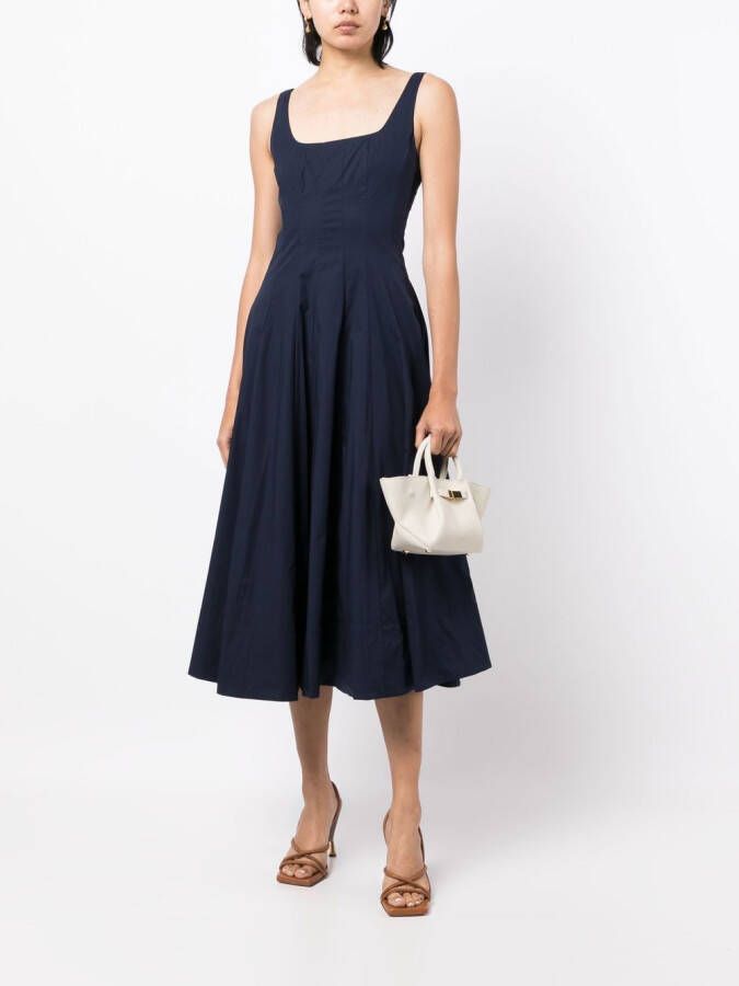 STAUD Midi-jurk met vierkante hals Blauw