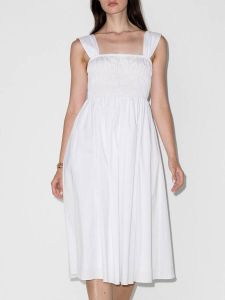 STAUD Midi-jurk met vierkante hals Wit