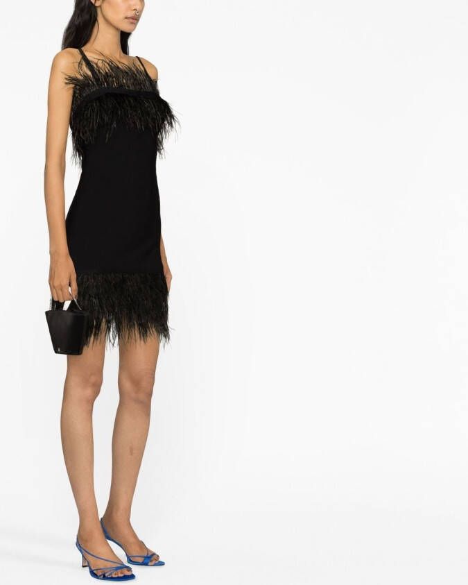 STAUD Mini-jurk met veren afwerking Zwart