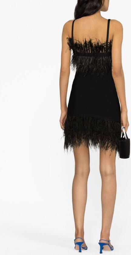 STAUD Mini-jurk met veren afwerking Zwart