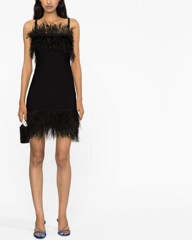 STAUD Mini-jurk met veren afwerking Zwart