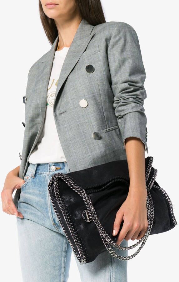 Stella McCartney black Falabella small faux leather shoulder bag Zwart