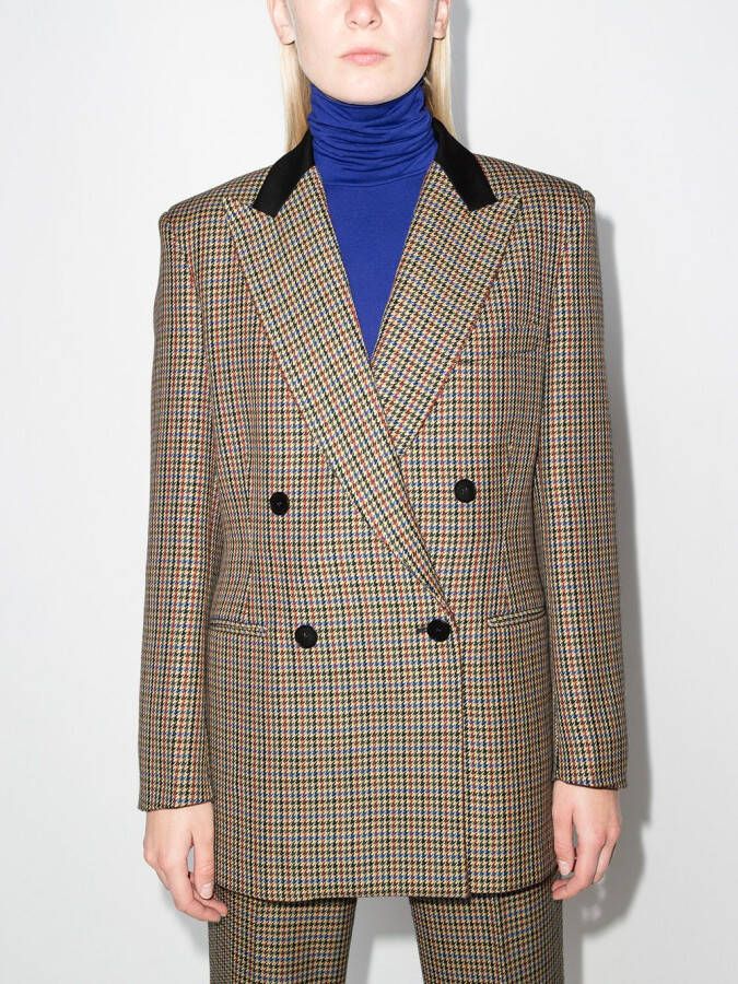 Stella McCartney Blazer met dubbele rij knopen en pied-de-poule patroon Beige