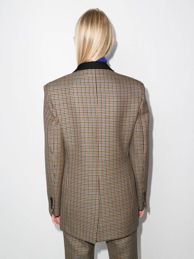 Stella McCartney Blazer met dubbele rij knopen en pied-de-poule patroon Beige