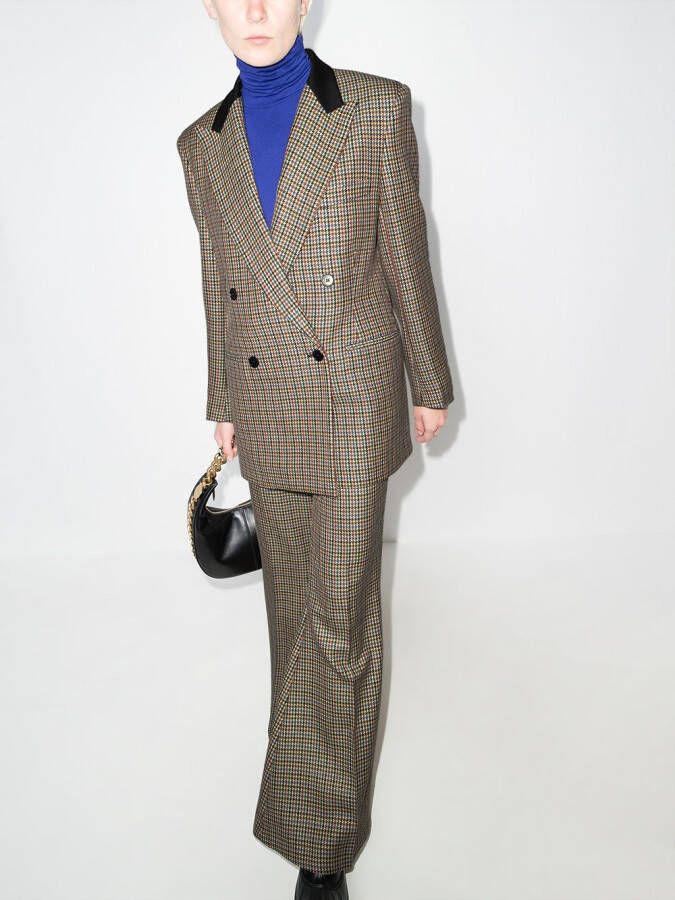 Stella McCartney Blazer met dubbele rij knopen en pied-de-poule patroon Beige