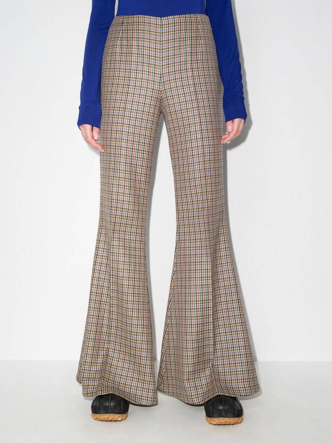 Stella McCartney Broek met pied-de-poule print Beige