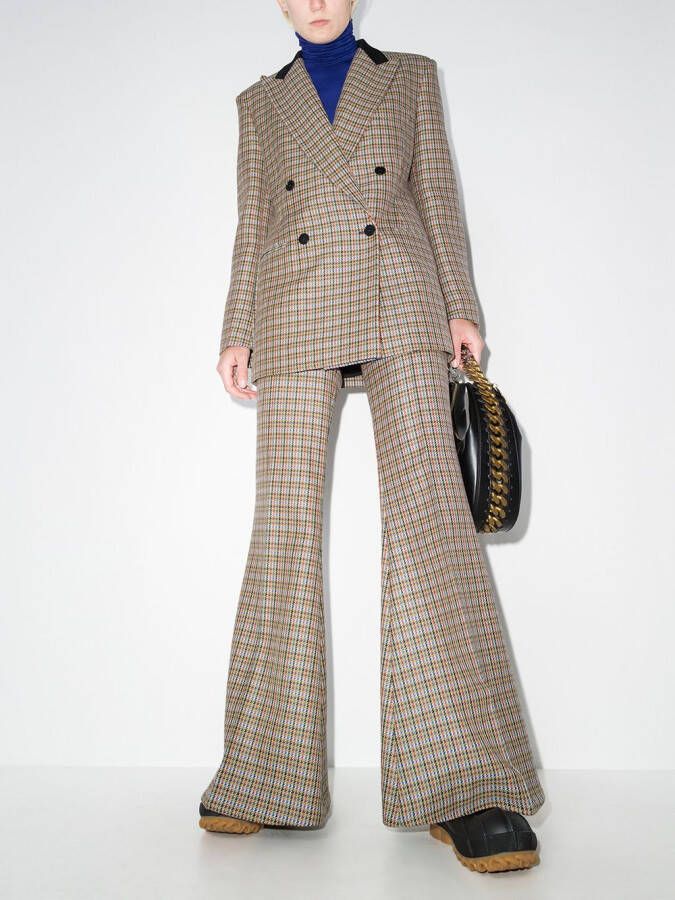 Stella McCartney Broek met pied-de-poule print Beige