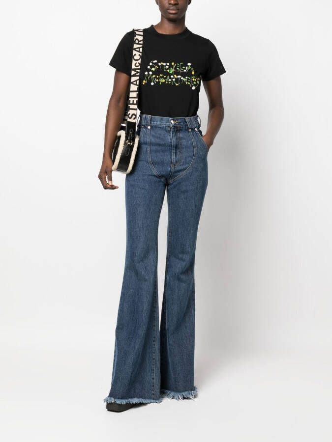 Stella McCartney T-shirt met paardenbloem logoprint Zwart