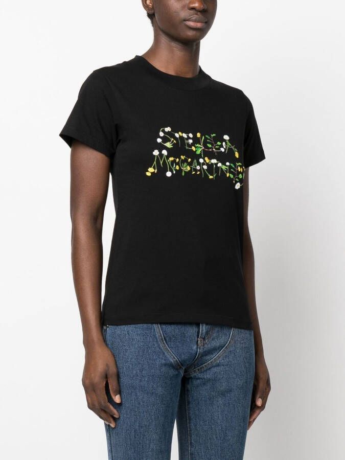 Stella McCartney T-shirt met paardenbloem logoprint Zwart
