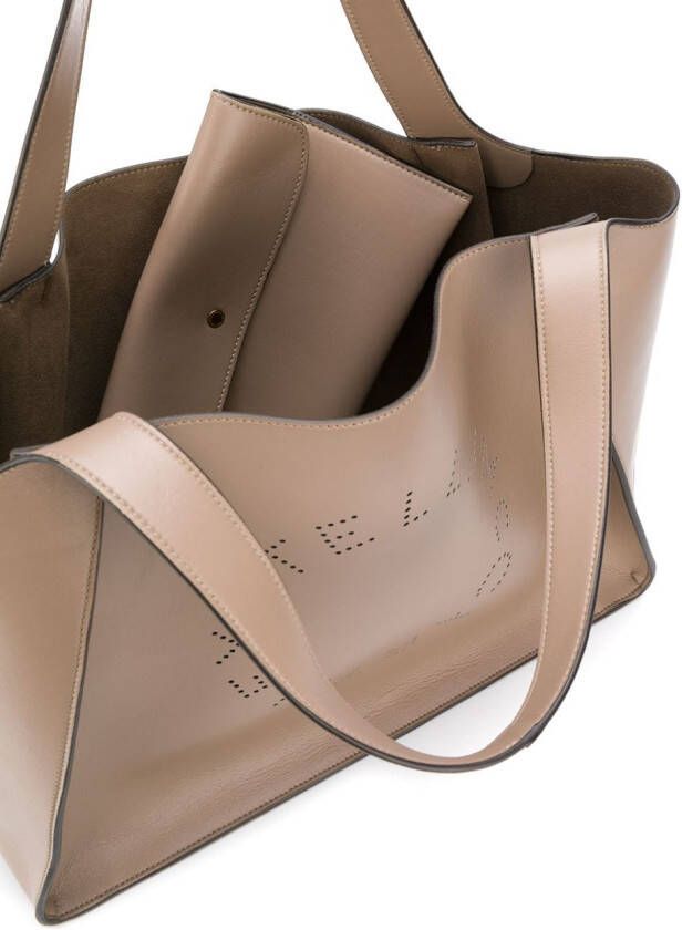 Stella McCartney Draagtas met geperforeerd logo Grijs