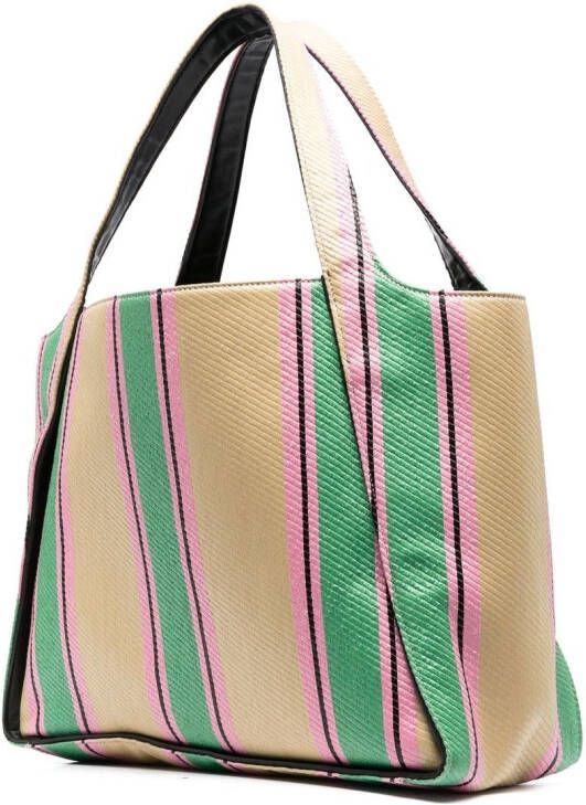 Stella McCartney Gestreepte shopper Beige
