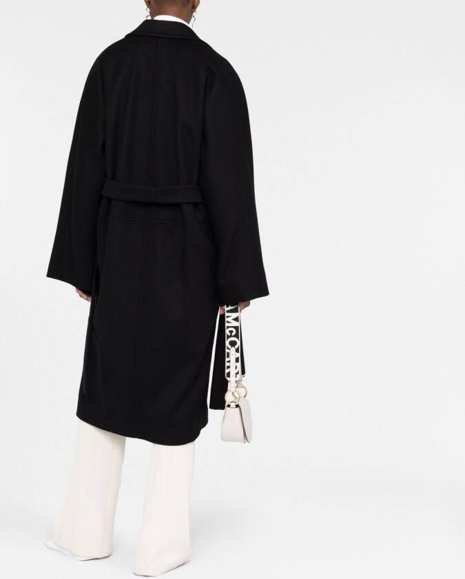 Stella McCartney Wollen jas met ceintuur Zwart