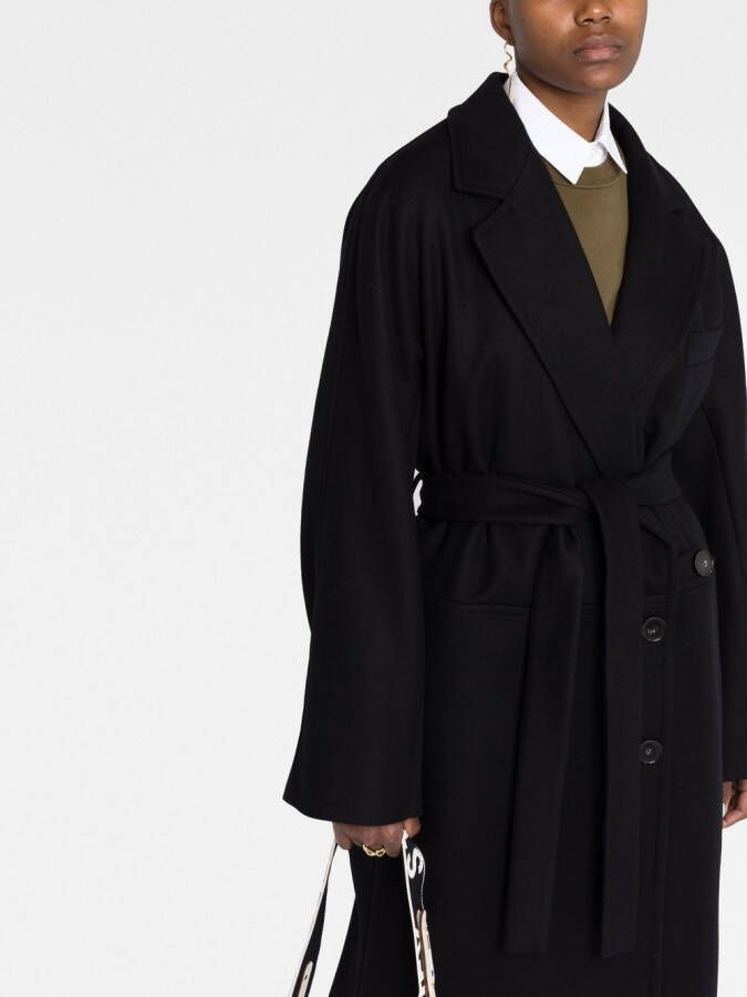 Stella McCartney Wollen jas met ceintuur Zwart