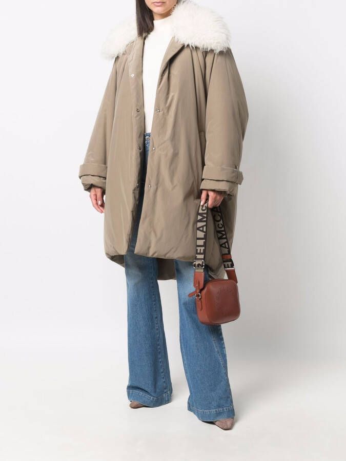 Stella McCartney Jas met kraag van imitatiebont Beige