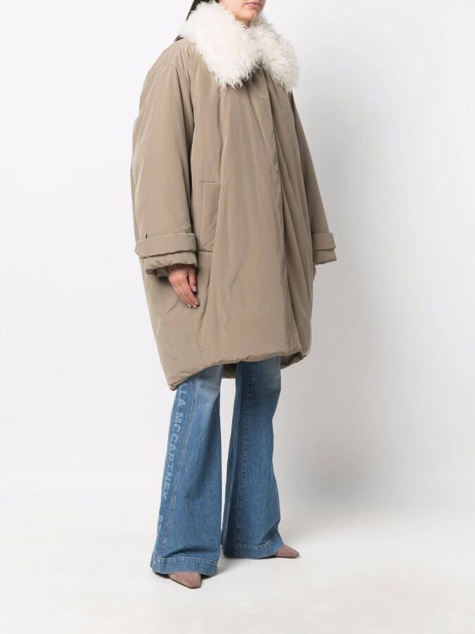 Stella McCartney Jas met kraag van imitatiebont Beige