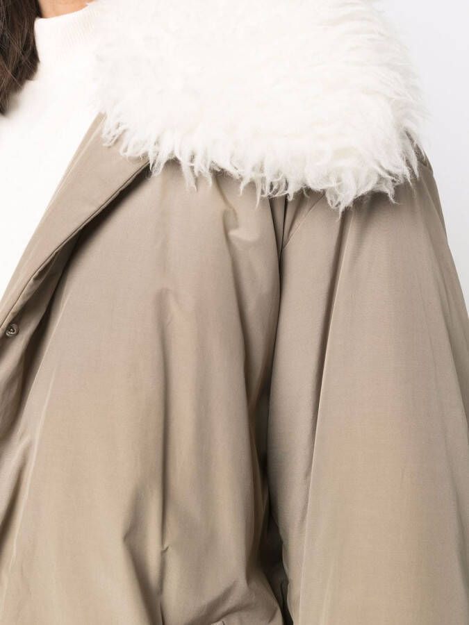 Stella McCartney Jas met kraag van imitatiebont Beige